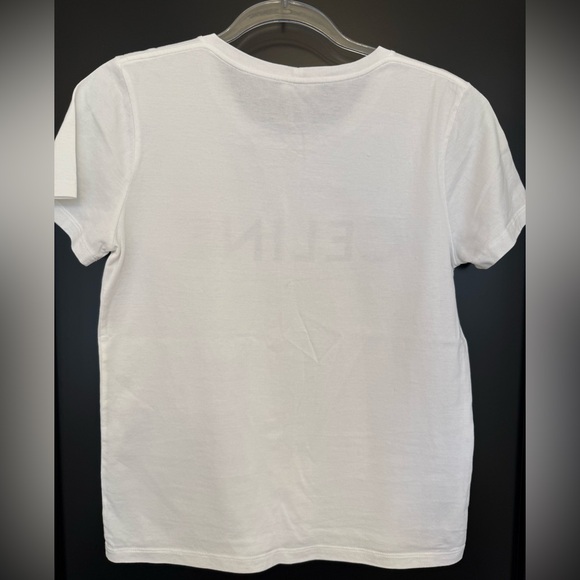 Celine Classic White Tee T-Shirt with Black Logo - Picture 3 of 4